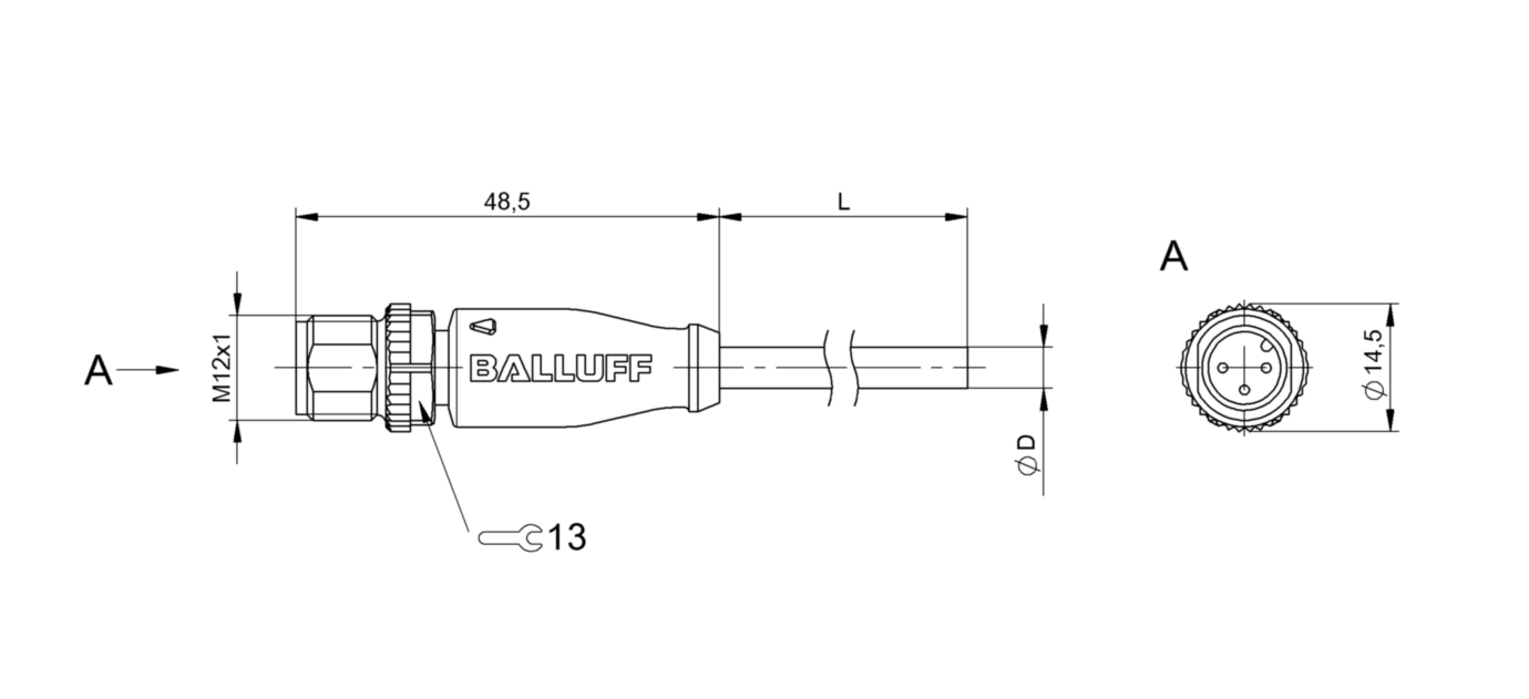 Разъем с кабелем Balluff BCC M413-0000-2A-001-VX8334-100
