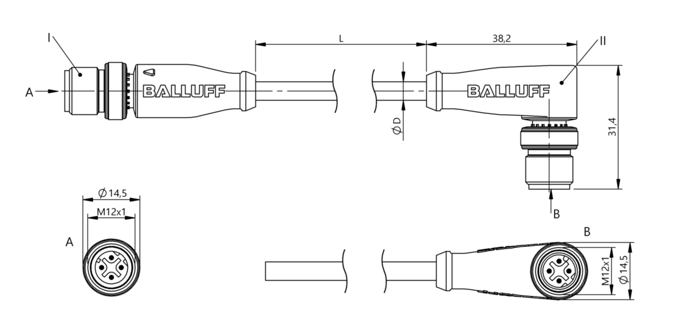 Соединительный кабель Balluff BCC M414-M424-6D-366-EX64N9-020