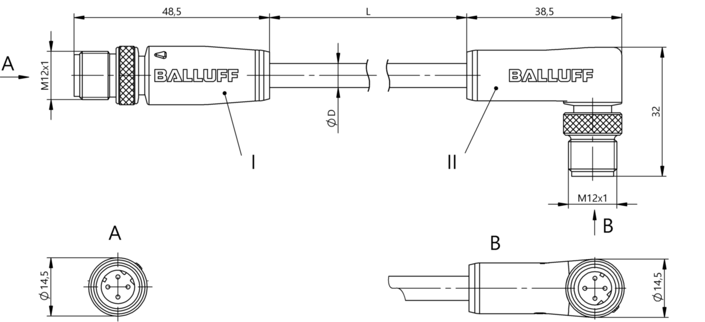 Соединительный кабель Balluff BCC M414-M424-6D-331-PS54N2-003