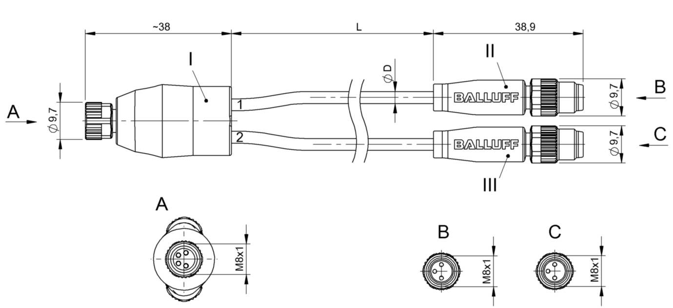 Y-образный распределитель Balluff BCC M314-M313-M313-U2036-0D4