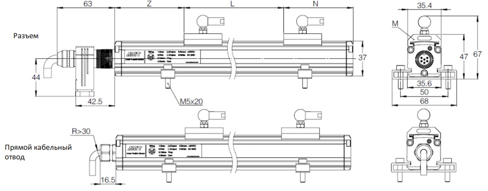 Датчик линейных перемещений AMT Linear Position Sensor LPS1-KS50VSB0320MHD61N1A110