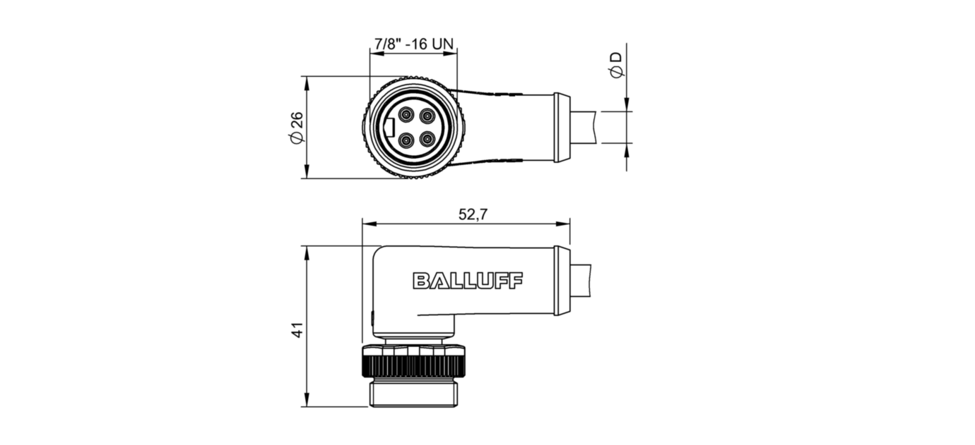 Разъем с кабелем Balluff BCC A324-0000-20-003-PX04A5-050