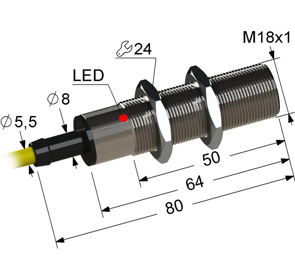 Индуктивный датчик с аналоговым выходом Мега-К PS2D-18M80-5B91-Z