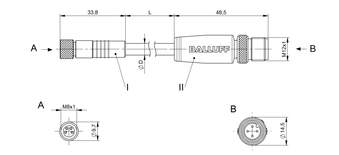 Соединительный кабель Balluff BCC W314-W414-3E-304-SW0434-030