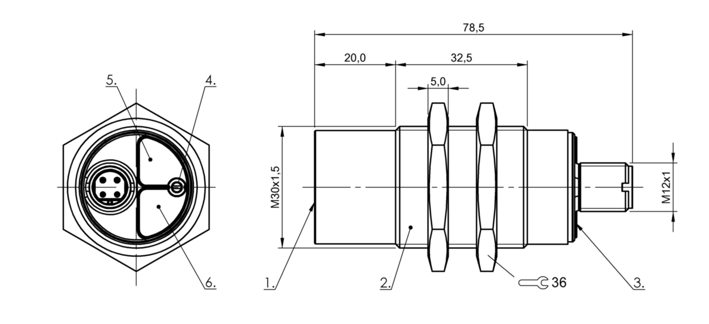 Емкостной датчик уровня Balluff BCS M30B4E2-PSC25H-S04K