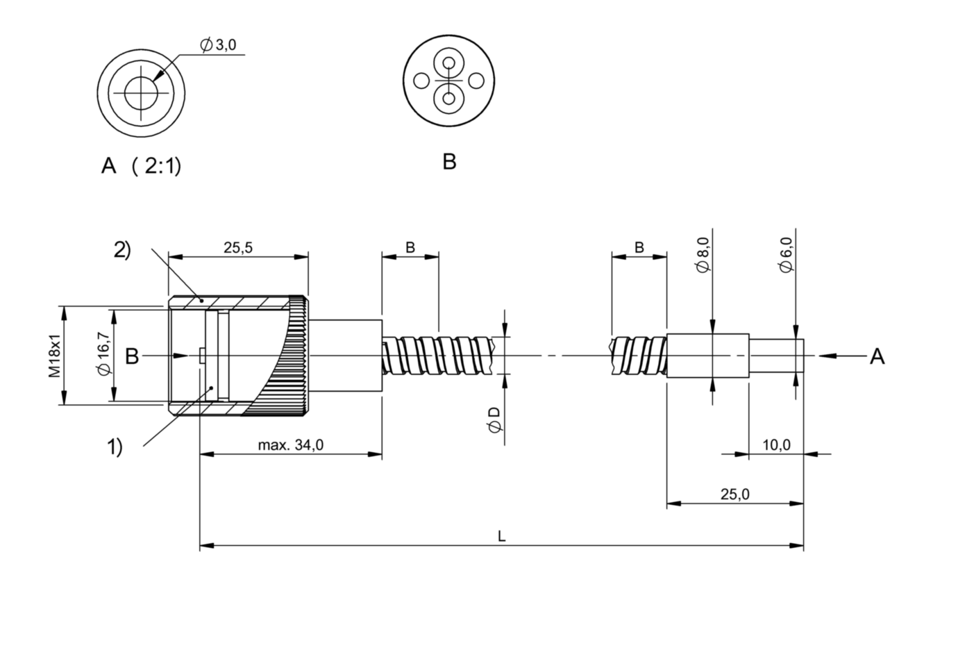 Оптоволоконный кабель Balluff BFO 18V-XAC-MZG-30-0,75