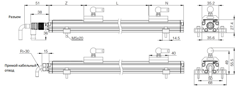 Датчик линейных перемещений AMT Linear Position Sensor LPS1-CS50VSB0765MHC51N1A110