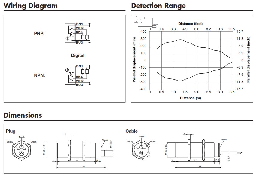Ультразвуковой датчик Carlo Gavazzi UA30EAD35NPM1TI