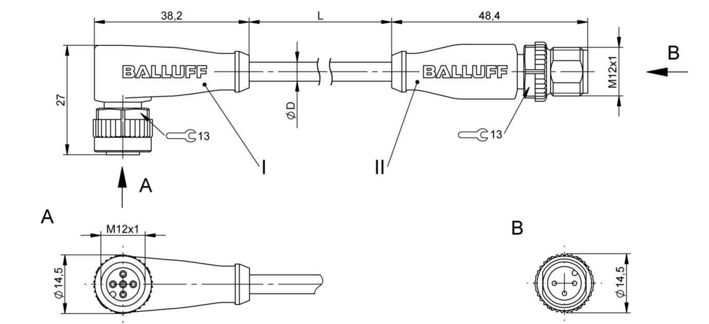 Соединительный кабель Balluff BCC M425-M413-3A-602-VX8334-010