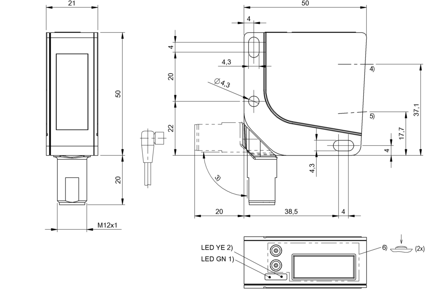 Оптический датчик расстояния Balluff BOD 24K-LB02-S92