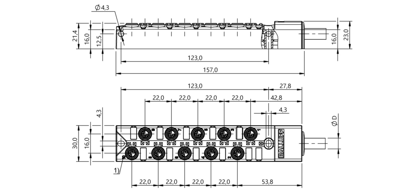 Распределительная коробка Balluff BPI AM3040-5K-B0-KPXP0-030