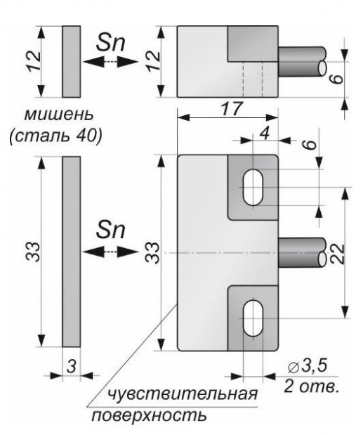 Датчик для цилиндров СКБ Индукция DGM16-NO/NC-DC-3-PL(Lкаб=3м, без индикации)