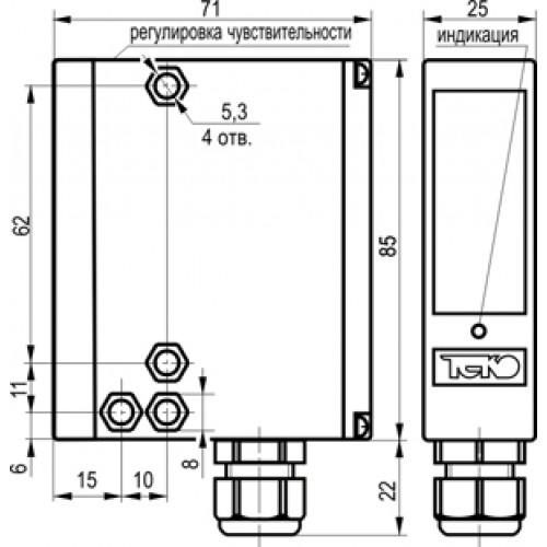 Оптический датчик ТЕКО OPR IT61P5-43N-R2000-LE