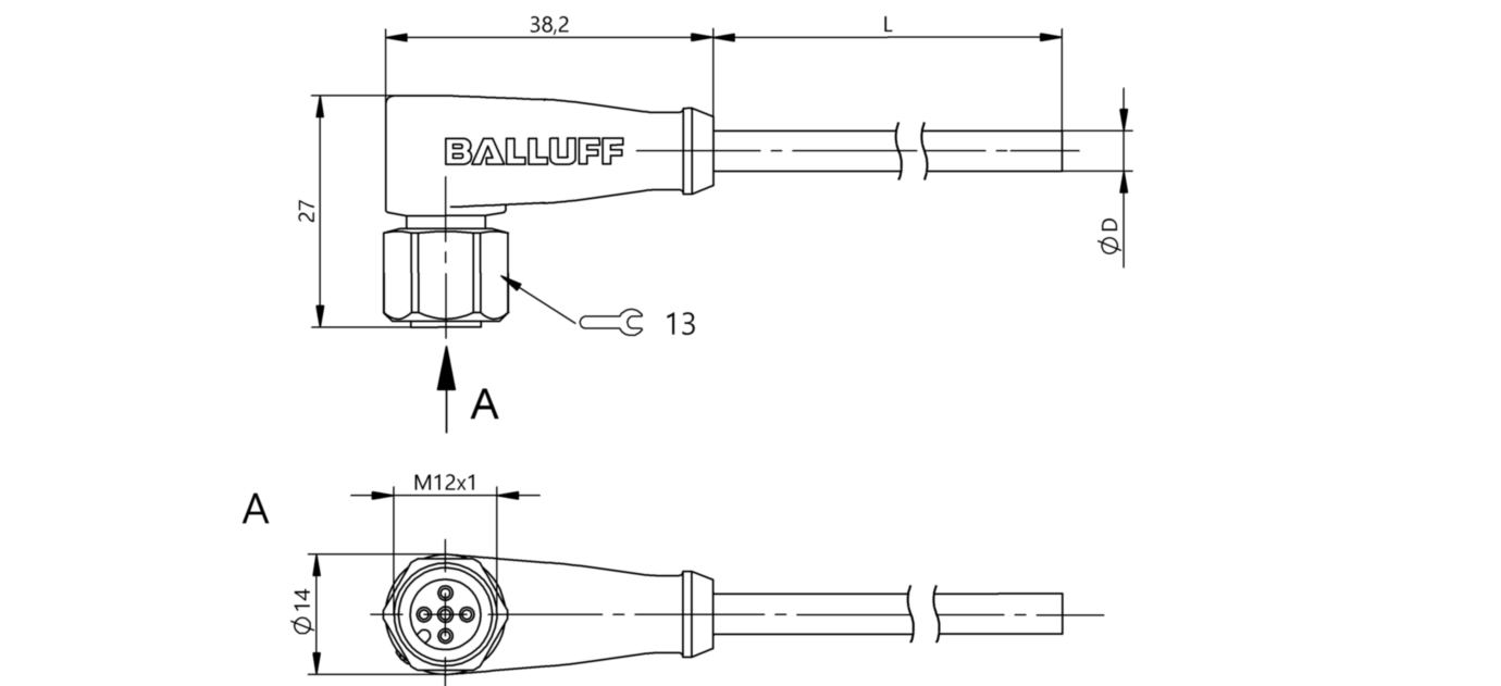 Разъем с кабелем Balluff BCC S425-0000-1A-003-EX44T2-050