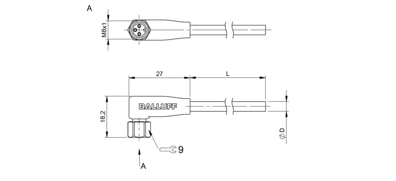 Разъем с кабелем Balluff BCC S323-0000-10-004-PX0334-020