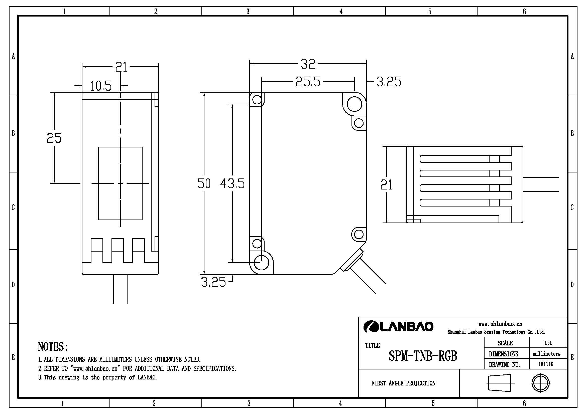 Датчик контрастной метки LANBAO SPM-TNR-RGB