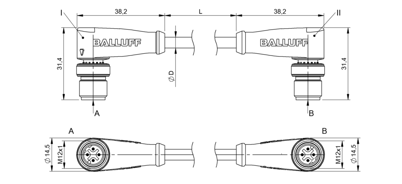 Соединительный кабель Balluff BCC M424-M424-6D-366-EX64N9-003