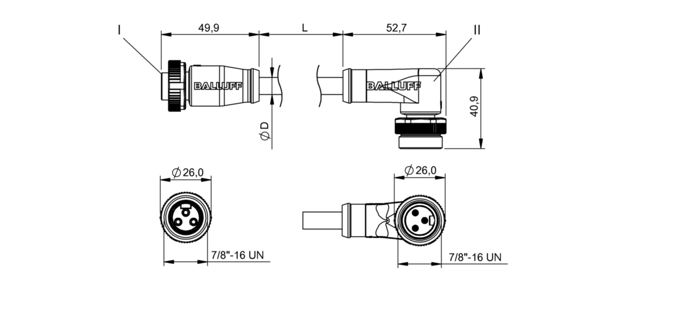 Соединительный кабель Balluff BCC A313-A323-30-345-VX43W6-050