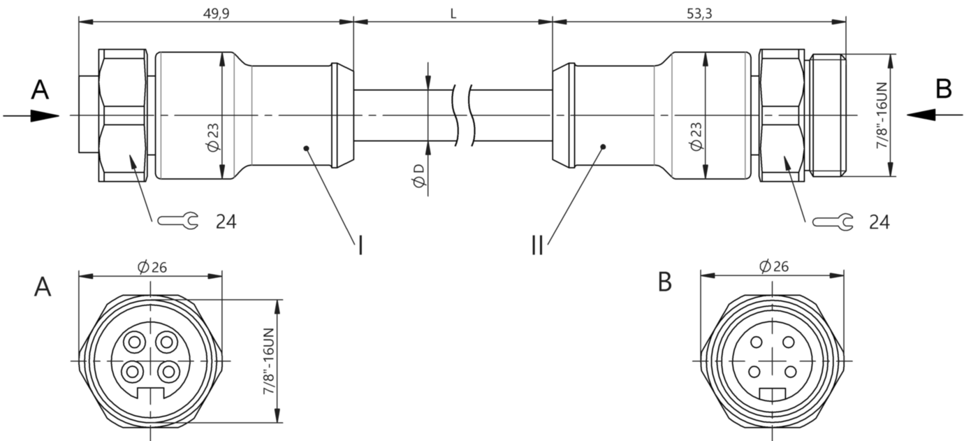 Соединительный кабель Balluff BCC C3B4-C3B4-30-304-YX84A5-050-C009