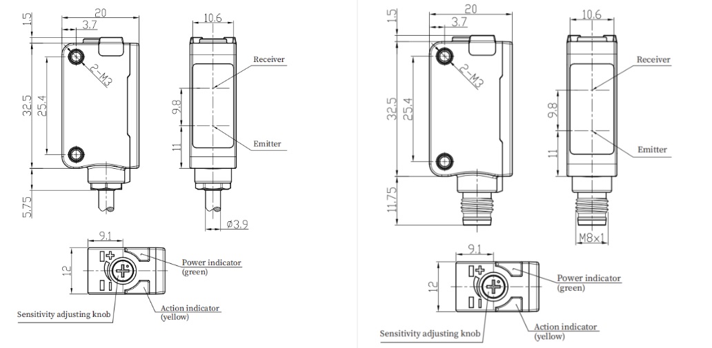 Оптический датчик LANBAO PSE-YC15DNRV