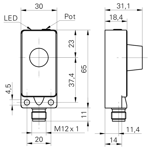 Ультразвуковой датчик предельного уровня Baumer UNDK 30P3703/S14