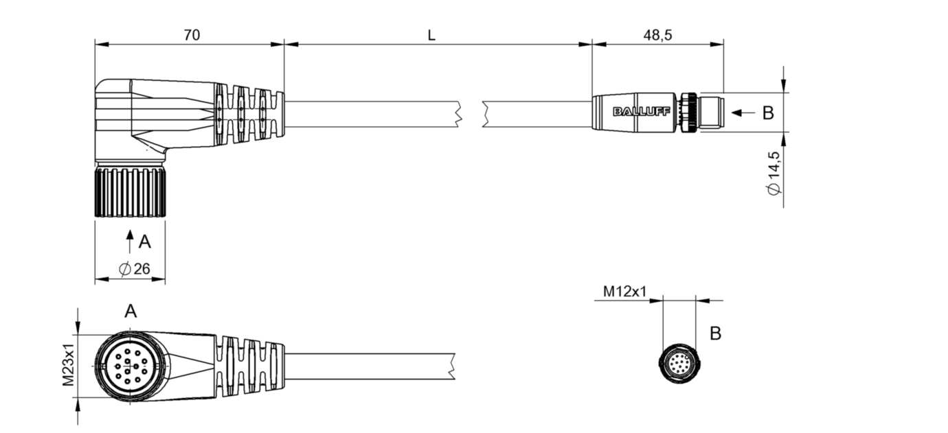 Соединительный кабель Balluff BCC M62C-M41C-3E-675-PX0C25-020