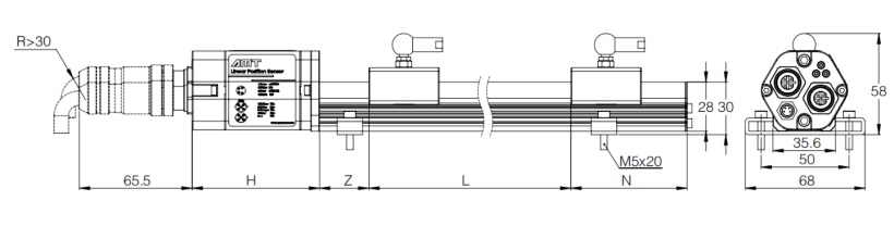 Датчик линейных перемещений AMT Linear Position Sensor LPS1-KP50SSB0500MHN53N1UB03