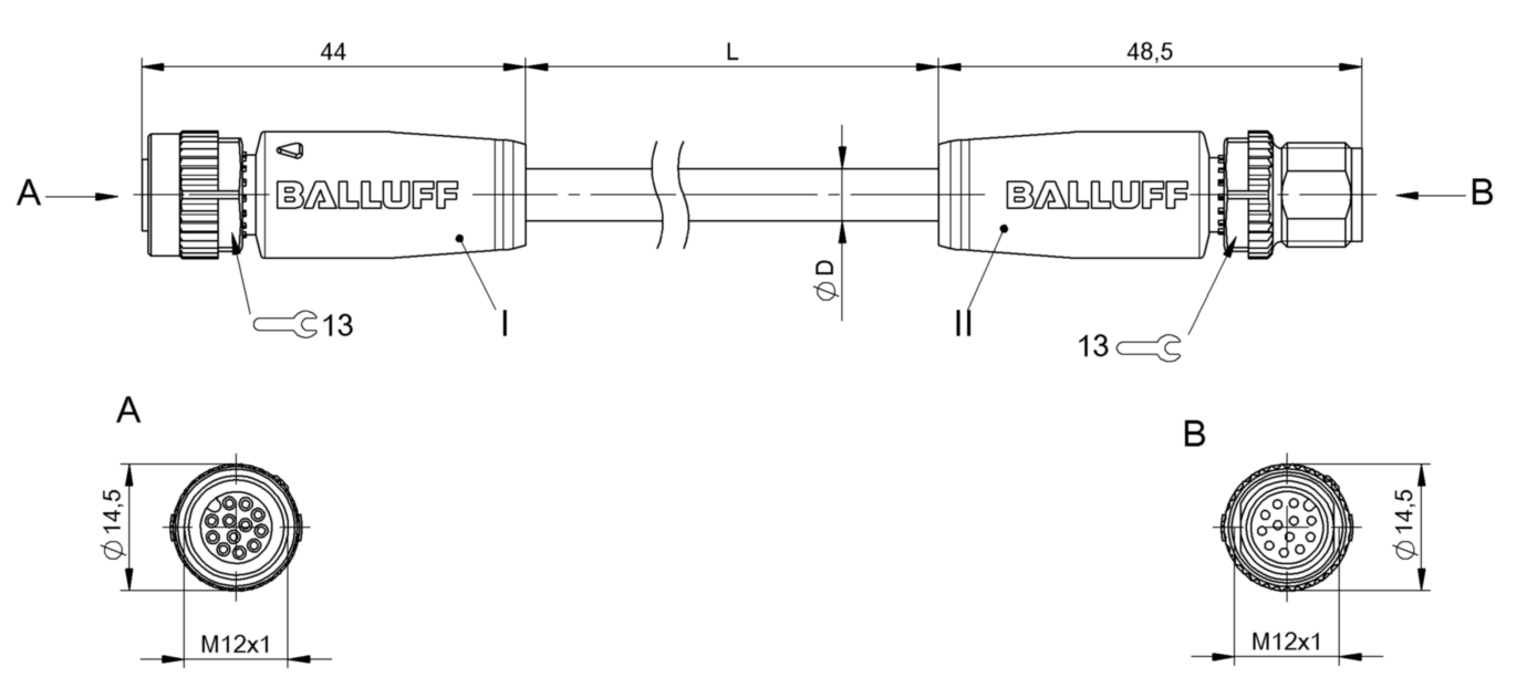 Соединительный кабель Balluff BCC M41C-M41C-3A-325-PX0C25-250
