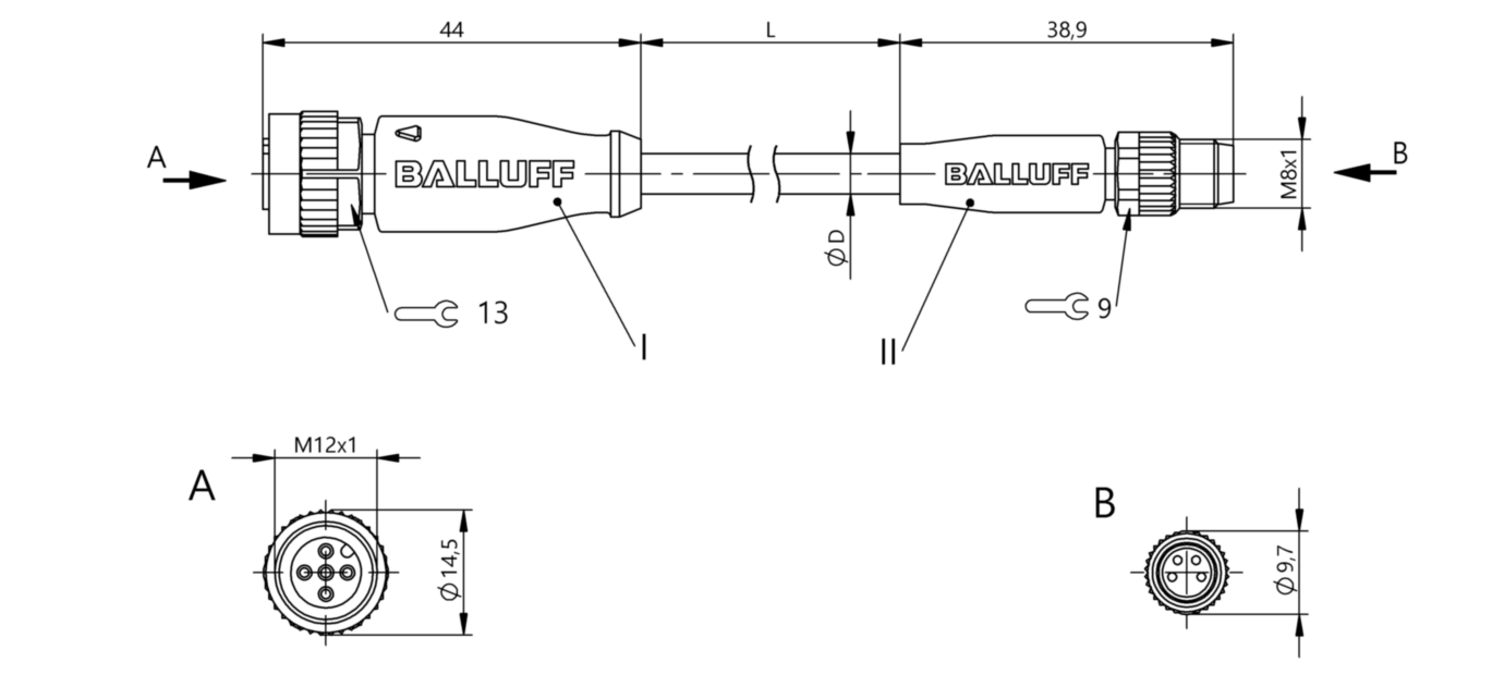 Соединительный кабель Balluff BCC M415-M314-3F-607-PX44T2-010