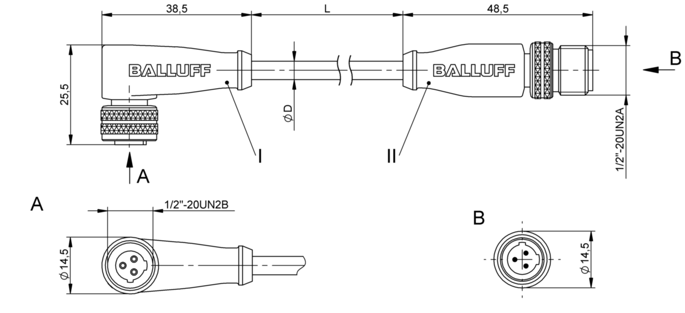 Соединительный кабель Balluff BCC A223-A213-3C-375-EX43T2-020