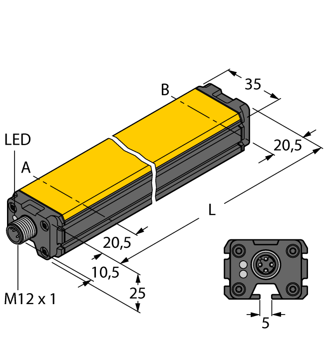 Датчик линейных перемещений TURCK WIM125-Q25L-LIU5X2-H1141