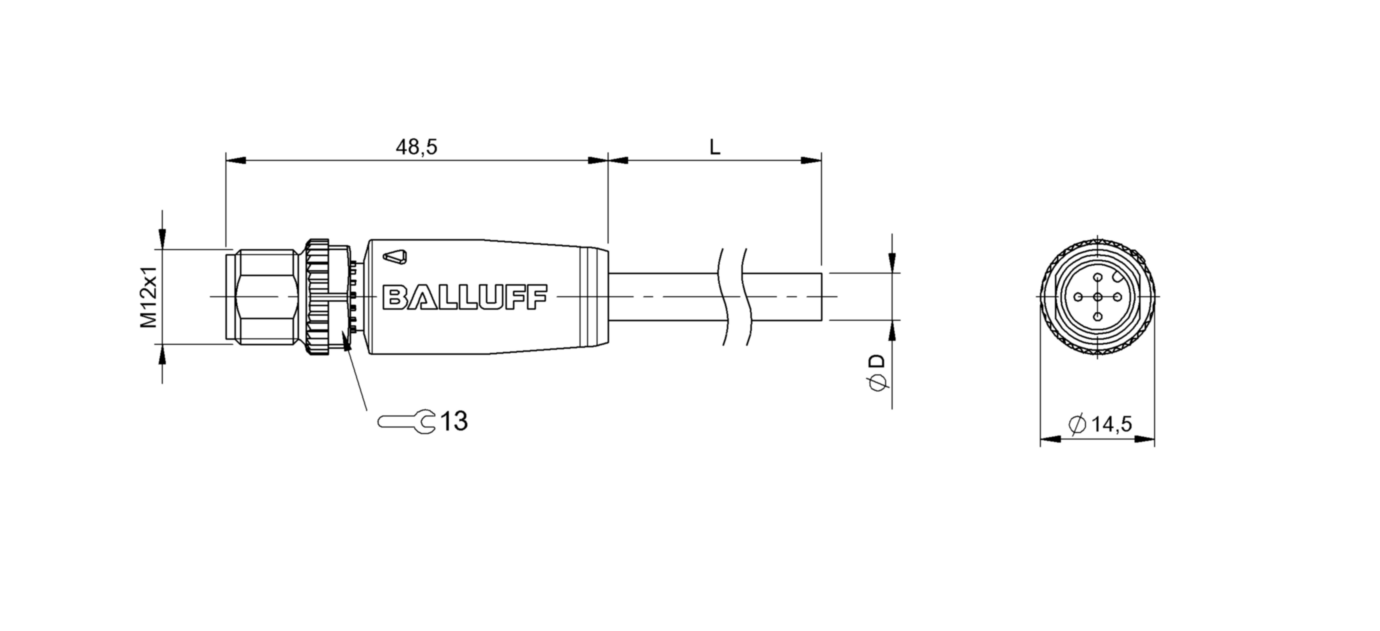 Разъем с кабелем Balluff BCC M415-0000-2A-067-PS75N6-030