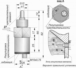 Емкостной датчик СКБ Индукция ЕУ01-NO-PNP-PC4-G1/2(12X18H10T)