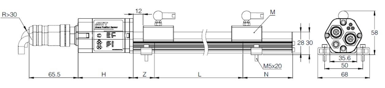 Датчик линейных перемещений AMT Linear Position Sensor LPS1-KP50SSB3500MHN53N1E103