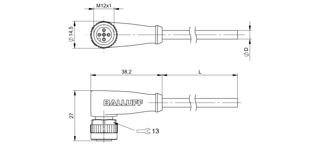 Разъем с кабелем Balluff BCC M425-0000-1A-002-PX0334-020