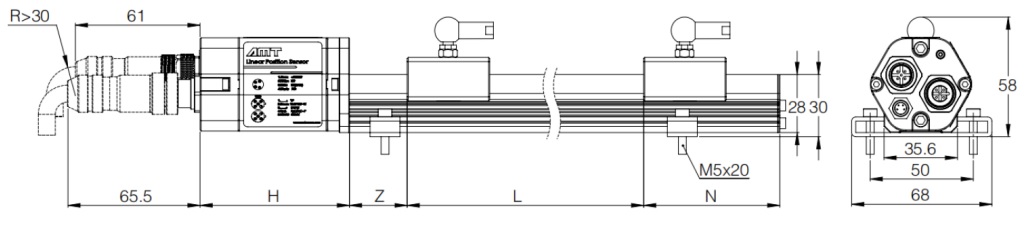 Датчик линейных перемещений AMT Linear Position Sensor LPS1-KP50SSB0400HC53N1P103