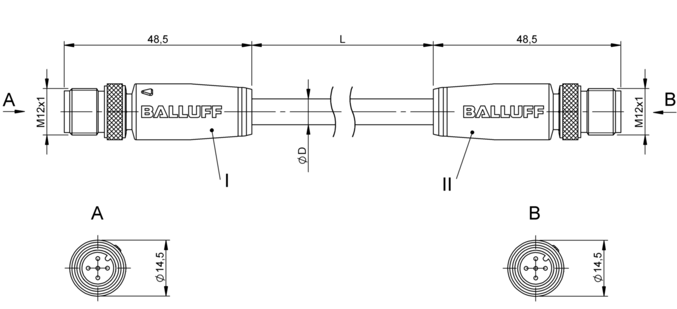 Соединительный кабель Balluff BCC M415-M415-6A-330-PS85N6-010