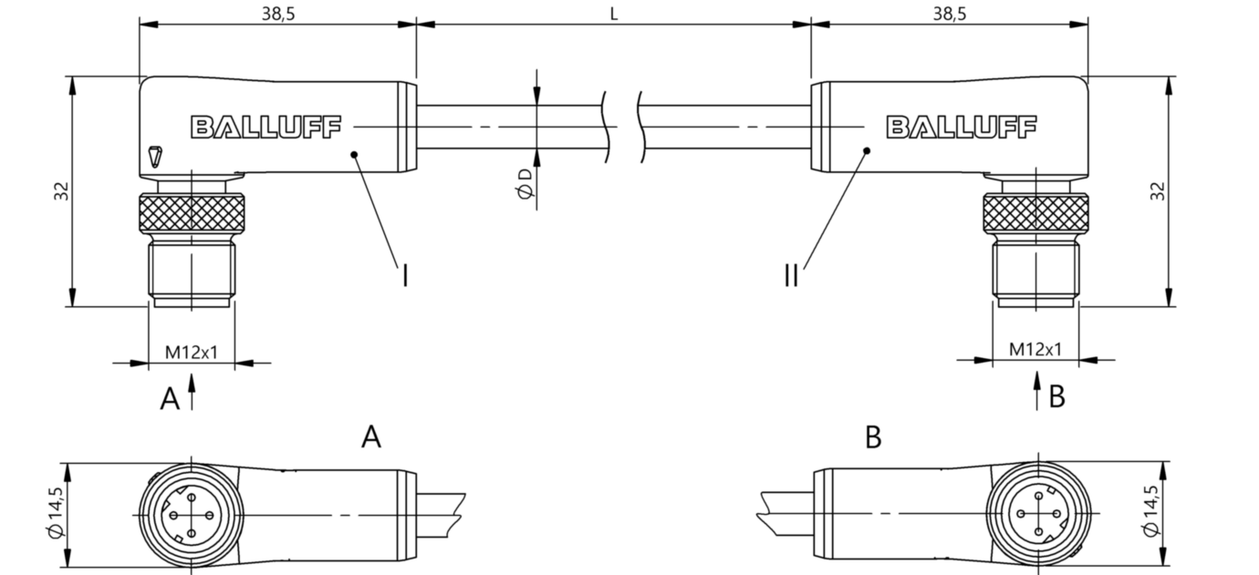 Соединительный кабель Balluff BCC M424-M424-6D-338-ES64N9-030