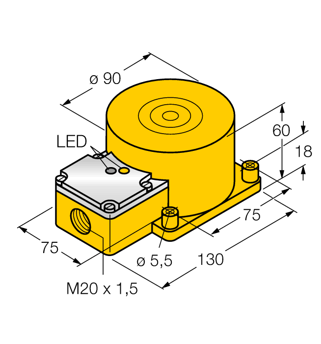 Индуктивный датчик TURCK NI60-K90SR-FZ3X2