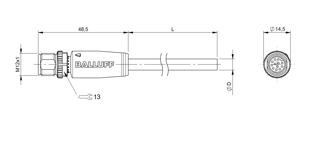 Разъем с кабелем Balluff BCC M41C-0000-2A-049-PX0C25-100