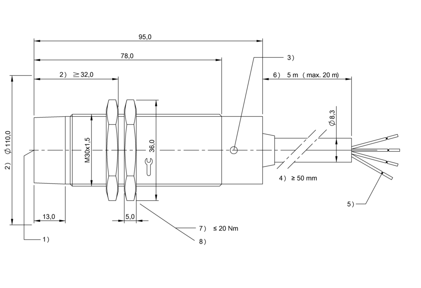 RFID головка чтения/записи Balluff BIS C-60R-001-08P-PU-20