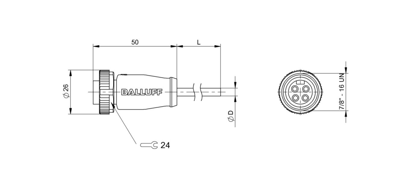 Разъем с кабелем Balluff BCC A314-0000-10-003-PX04A5-250