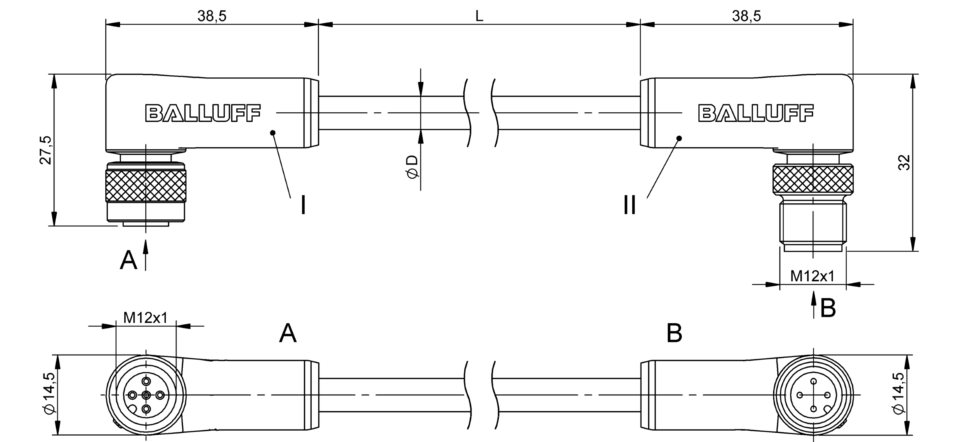 Соединительный кабель Balluff BCC M425-M424-3A-305-PS0434-006