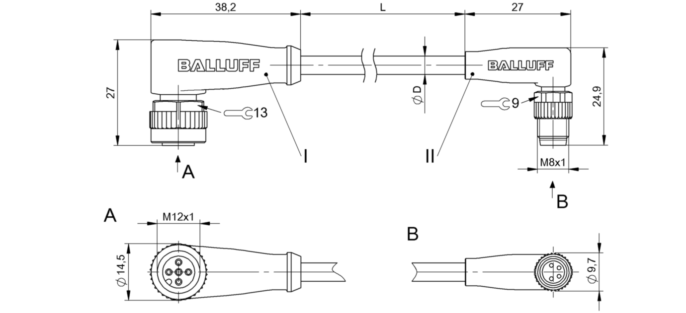 Соединительный кабель Balluff BCC M425-M324-3F-304-PX0434-050