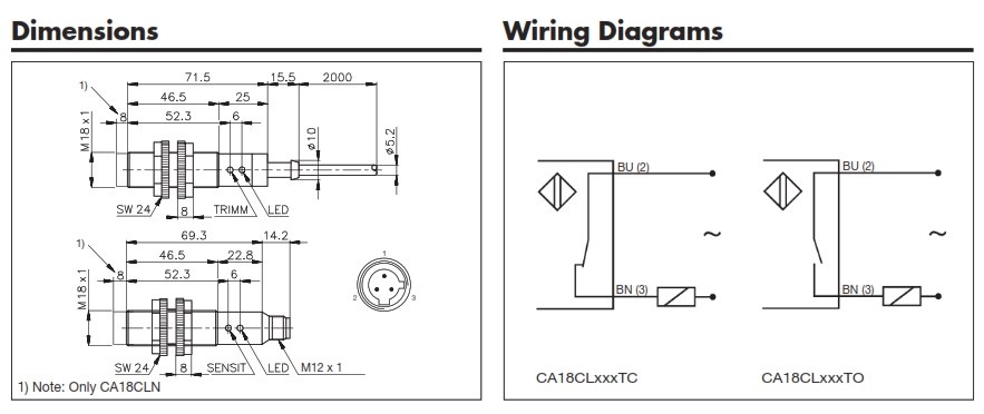 Емкостный датчик Carlo Gavazzi CA18CLF08TC