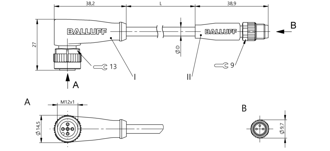 Соединительный кабель Balluff BCC M425-M313-3F-602-PX43T2-010