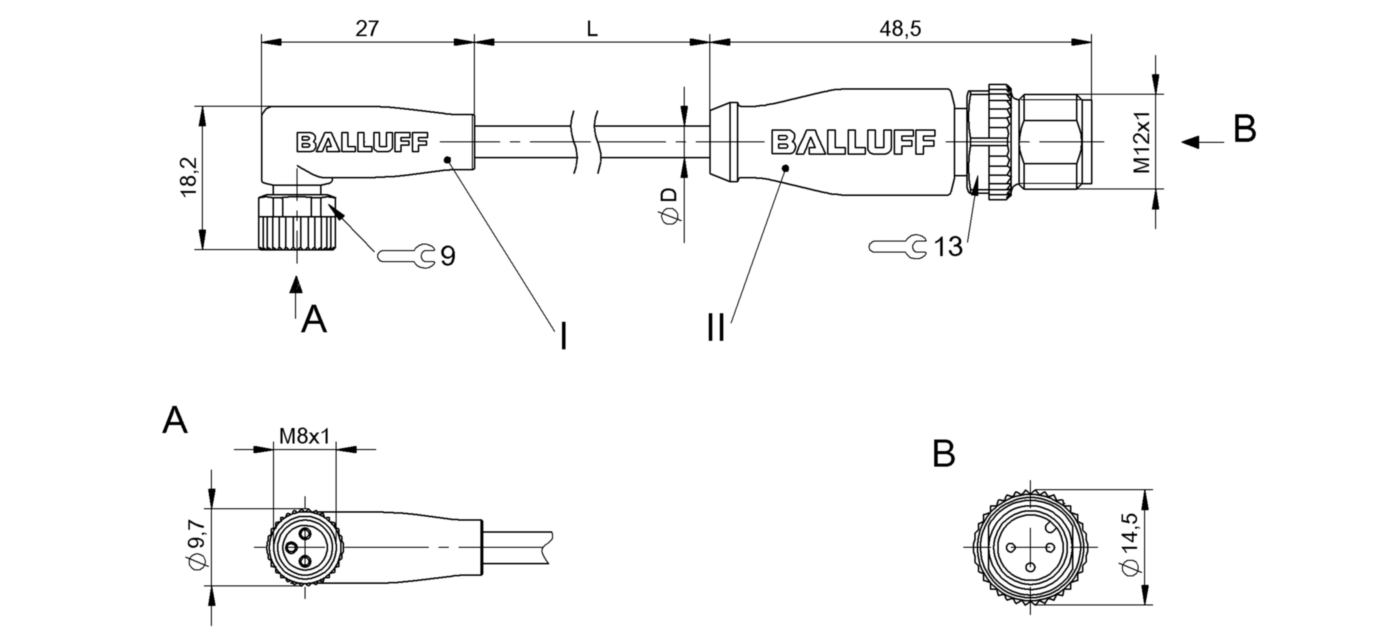 Соединительный кабель Balluff BCC M323-M413-3E-602-VX8334-015