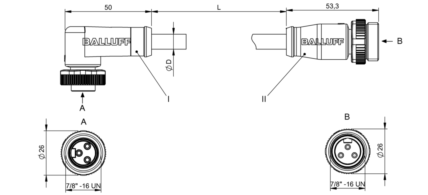 Соединительный кабель Balluff BCC A323-A313-30-365-PX03A5-100