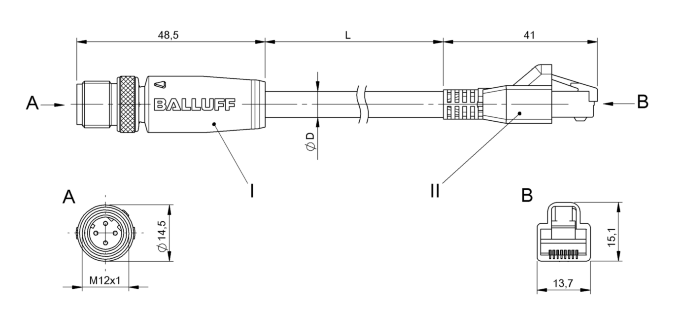 Соединительный кабель Balluff BCC M414-E894-8G-672-ES64N9-200