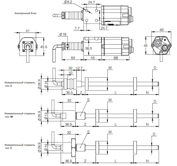 Датчик линейных перемещений AMT Linear Position Sensor LPS2-KD10CSN0305MHC53N1P103YR23N